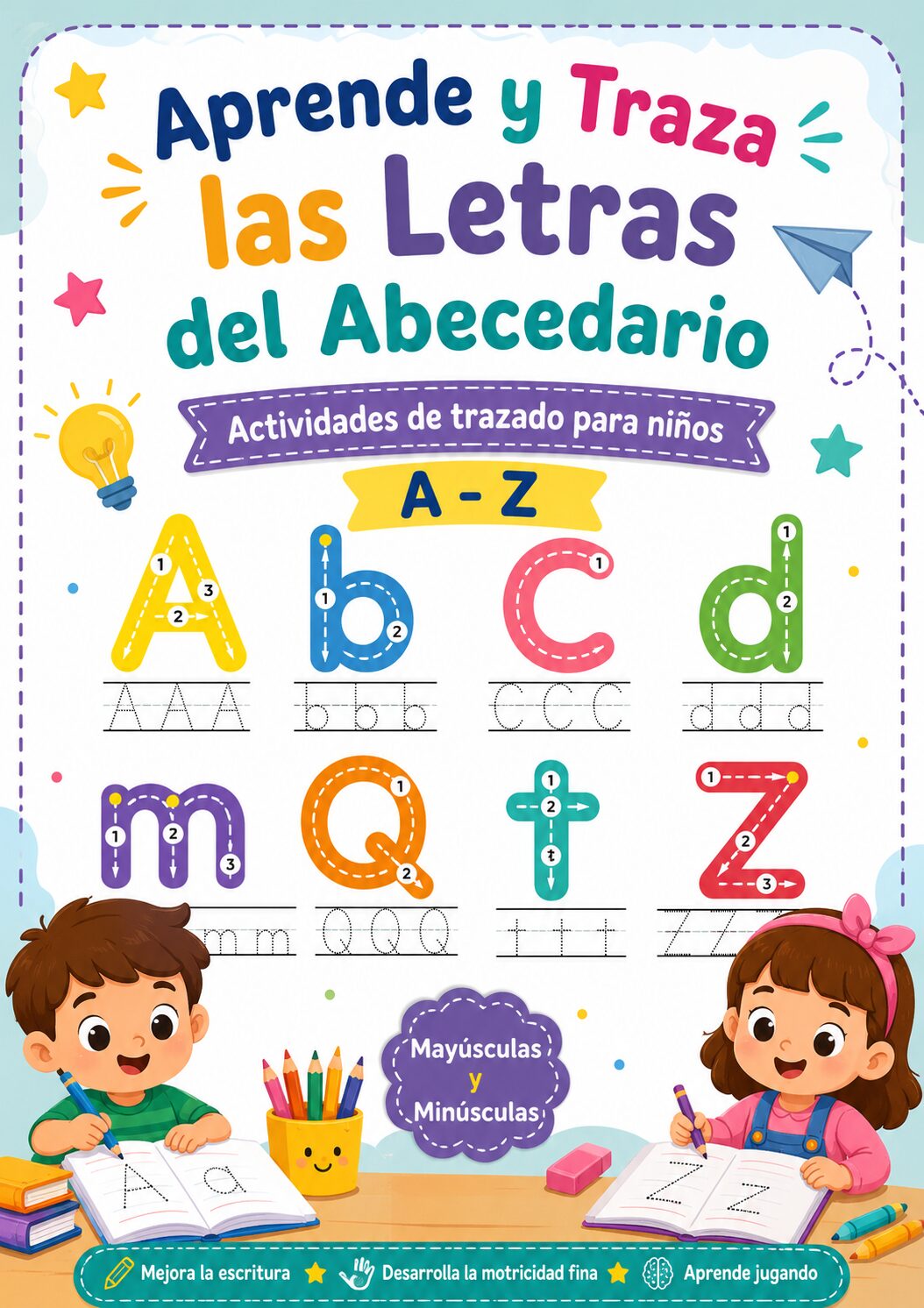 Aprende las Letras del Abecedario: Actividades de Trazado para Niños con las Letras A, H, I, J, K, L, M, N, O, P, Q, R, S, T, U, V, W, X, Y y Z